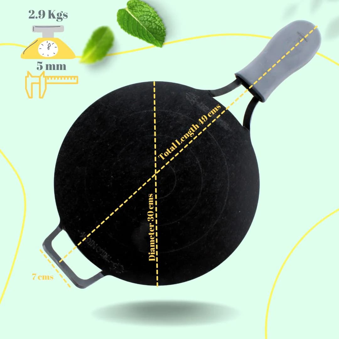 Triple Seasoned Cast Iron Dhruva Tawa 12 in(31cm) - Image 1