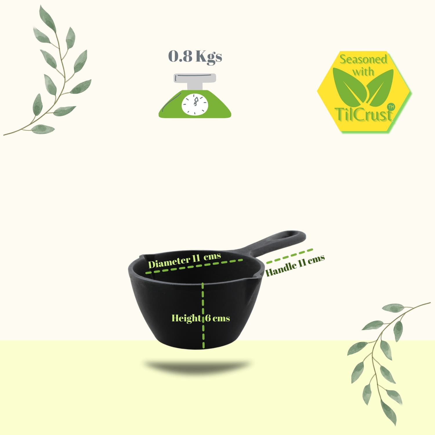 Triple Seasoned Cast Iron Tadka Pan 4.3 in - Image 3