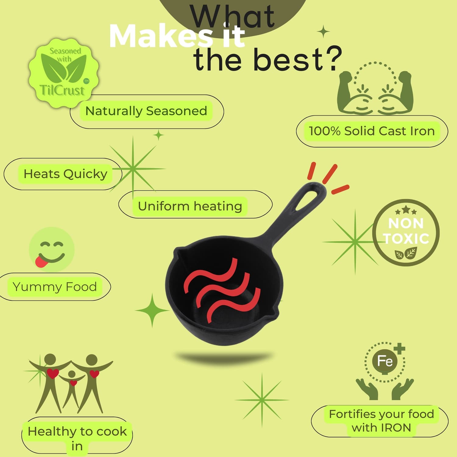 Triple Seasoned Cast Iron Tadka Pan 4.3 in - Image 2