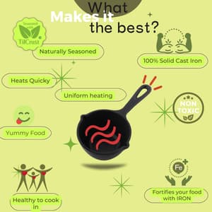 Triple Seasoned Cast Iron Wooden handle Skillet Fry Pan 8 in(21cm)