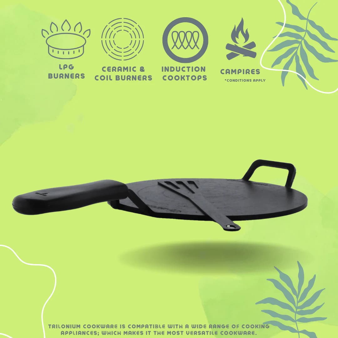 Triple Seasoned Cast Iron Dhruva Tawa 10 in - Image 2