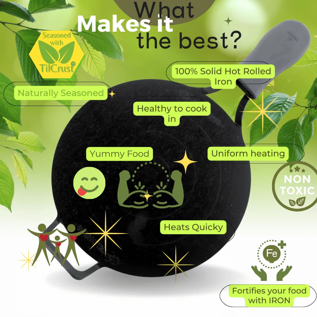 Triple Seasoned Cast Iron Dhruva Tawa 10 in - Image 4