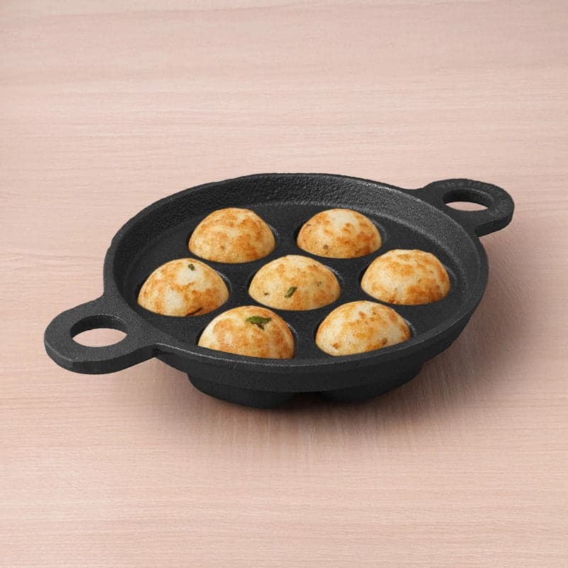Super Smooth 7 Pit/Cup Cast Iron Paniyaram/Appe Pan - Image 1