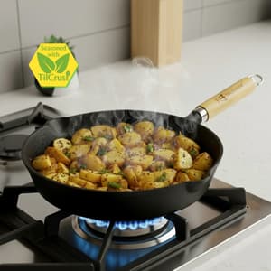 Triple Seasoned Cast Iron Wooden handle Skillet Fry Pan 10 in(26cm)