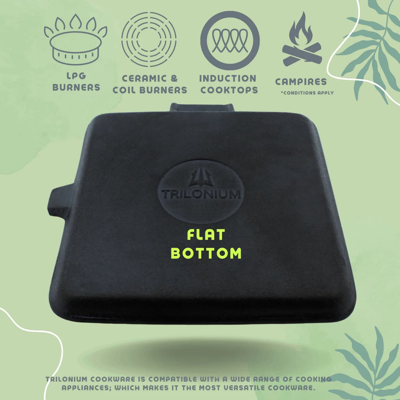 Triple Seasoned Cast Iron Grill Pan with Foldable Handle 9.4 in Square Induction Compatible(24cm) - Image 3