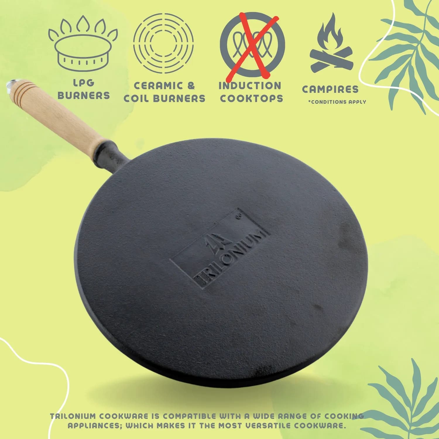 Triple Seasoned Cast Iron Dosa Tawa WHT 10 in - Image 9