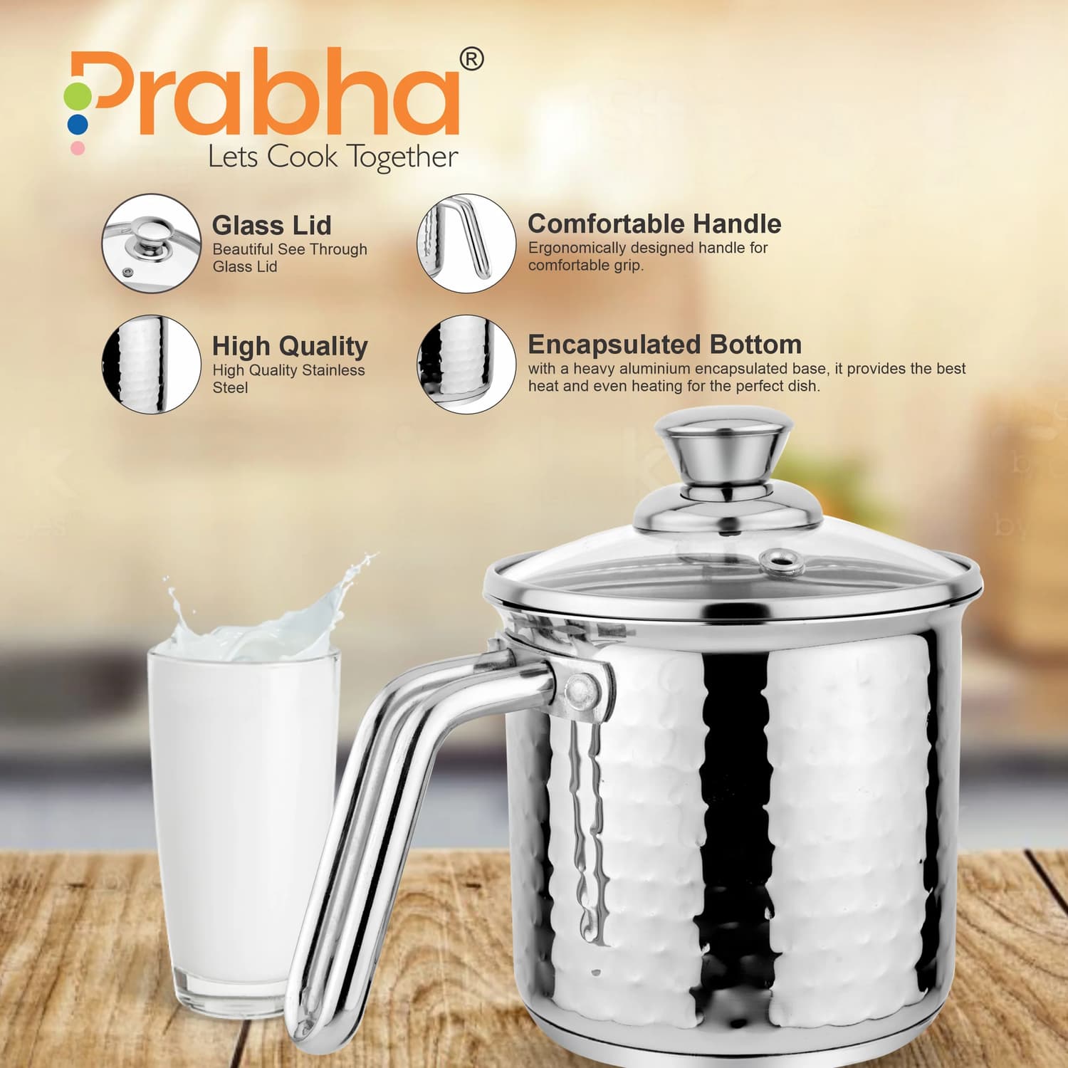 XENON IB MILK POT HAMMERED WITH LID 14 CM(14cm) - Image 2