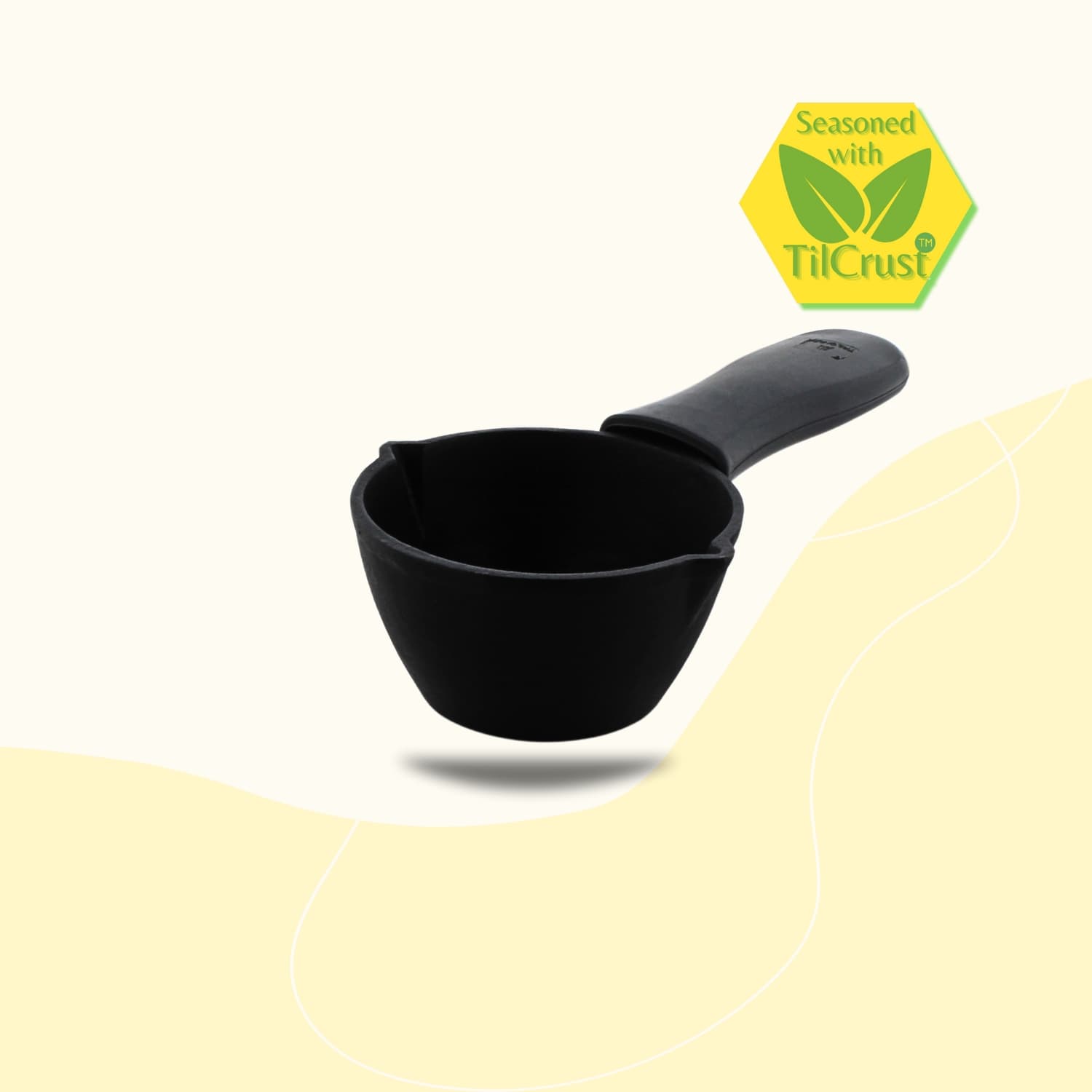 Triple Seasoned Cast Iron Tadka Pan 4.3 in with silicone sleeve(With Sleeve)