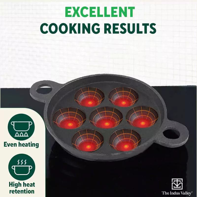 Super Smooth 7 Pit/Cup Cast Iron Paniyaram/Appe Pan - Image 7